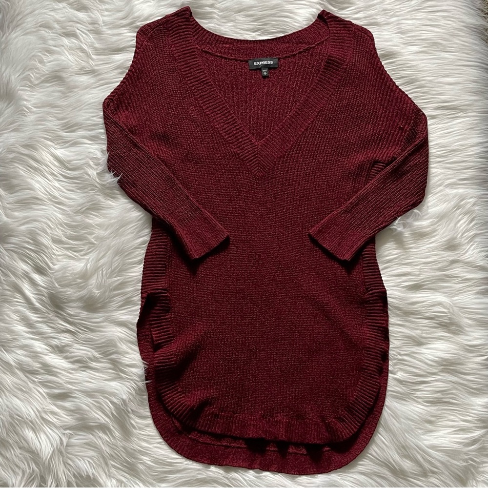 🌹🌹EXPRESS LONG KNIT SWEATER WITH SIDE SLIT DETAIL